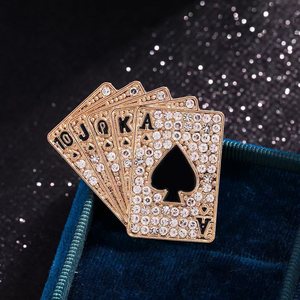Bros Pin Kartu Poker Laris Manis Bahan Seng untuk Kerah Jas Pria dan Wanita, Bros Mewah - Product Image 3