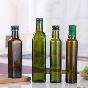 Bouteilles en verre cylindriques vides vert foncé de 100-1000 ml avec bouchon en aluminium pour huile d'olive, tequila, biscuits, emballage inclus - Product Image 6
