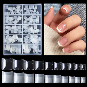 Lot de 200 capsules d'ongles artificiels à couverture semi-complète, en acrylique transparent, capsules d'ongles naturels, capsules en <span class=keywords><strong>gel</strong></span> souple, pour <span class=keywords><strong>extension</strong></span> d'ongles à la française - Product Image 1