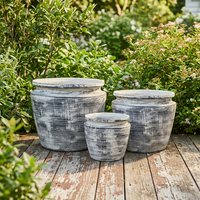 Grands pots à fleurs en ciment à pois, créatifs et vintage, de luxe - Décoration minimaliste écologique sculptée à la main pour la maison, au sol ou sur table, style européen