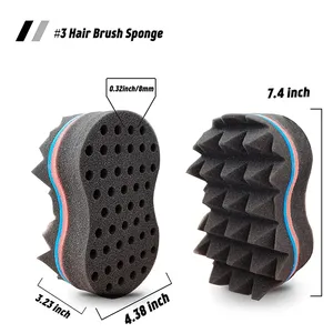 Haute qualité Double vague latérale <span class=keywords><strong>Afro</strong></span> <span class=keywords><strong>Twist</strong></span> Curl cheveux éponge brosse divers Styles cheveux torsion éponge pour hommes noirs - Product Image 4