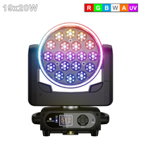 SHEHDS 19x20W Pixel RGBWAUV 6-en-1 LED Wash Moving Head Motorisé Zoom Lumière DJ DMX512 avec Effet Annulaire pour Concert