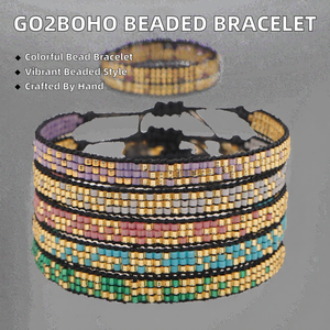 Go2boho Handmade Bohemian Trendy Colorful Seed <b>Beaded</b> Cross Pattern New Fashion Braided <b>Bracelet</b> - Product Image 2