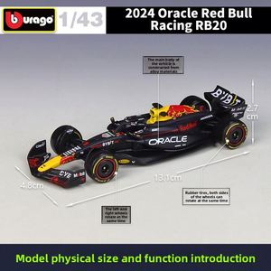 Coche de Carreras <span class=keywords><strong>F1</strong></span> Red Bull 2024 RB20 a Escala 1:43, Modelo de Metal con Acabado de Simulación, Coche de Verstappen, Mejor que Meego Control Force Youth - Product Image 2