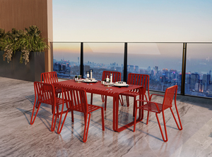 Mesa de Exterior Shan Chen de Aleación de Aluminio Roja, Ligera, Impermeable, Diseño Minimalista, Estructura Resistente para Patio - Product Image 5