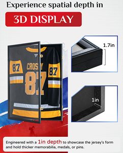 2026 Wholesale Black Hockey Jersey Display Large Memorabilia Case Shadow Box Frame with Lock Cave Decor Sports Fans Gift - Product Image 3