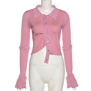 ANSZKTN Cárdigan de Punto para Mujer, Suéter Informal de Manga Larga Acampanada con Agujeros, Color Liso, Primavera - Product Image 2