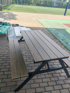 Ensemble <span class=keywords><strong>table</strong></span> à manger et <span class=keywords><strong>banc</strong></span> de patio extérieur en bois composite en plastique WPC de qualité supérieure, meubles de pique-nique de jardin à usage commercial - Product Image 6