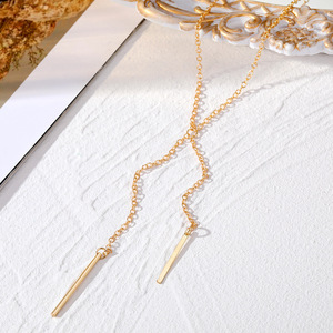 สร้อยคอโซ่ประดับพู่ยาวสำหรับผู้หญิงสร้อยคอชุบทองมินิมอลมินิมอล - Product Image 5