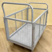 Chariot de stockage à quatre côtés en acier pour entrepôt, conteneur roulant avec roues, capacité de 300 kg, résistant aux intempéries, durable