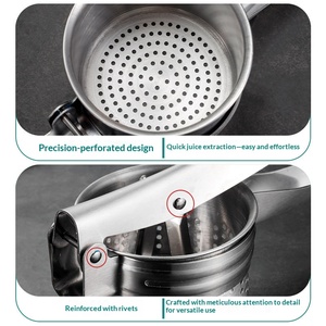 Prensa manual de frutas de acero inoxidable con 3 discos de filtro reemplazables, exprimidor de patatas multifuncional para uso doméstico - Product Image 1