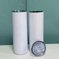 Gobelet isotherme blanc de 20 oz pour sublimation, livraison directe (RTS), avec paille métallique et base en caoutchouc