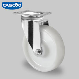 CASCOO 5 Zoll Doppelkugellager Weiße Nylon-Festrollen Schwerlast-Lenkrollen Starre Plattenträger Industrielle Wagenräder - Product Image 4