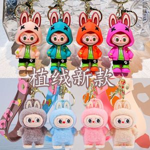 Милый плюшевый кролик-брелок с силиконовым карабином, 3D форма, креативный маленький подарок, подвеска для рюкзака, модный тренд, оптом - Product Image 2