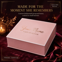 Caja de Propuesta para Damas de Honor, Venta al Por Mayor, Regalo de Boda, Caja Rígida Personalizada con Lámina Dorada Rosa, Cierre Magnético, Directo de Fábrica, MOQ 500