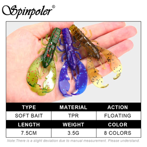Esca Morbida Spinpoler per Pesca ai Gamberi 7,5cm, Esca Artificiale in Silicone a Forma di Gamberetto per Pesca in Acqua Dolce di Spigole, Merluzzo, Trota Maculata - Product Image 2