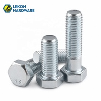 Vis hexagonales en acier au carbone Lekon M4 M6 M8 M10 M12X20mm DIN 931 933 métriques et impériales, plaquées zinc, avec écrous