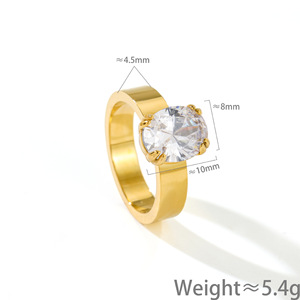 Surprise d'anniversaire pour la mariée : Bague <span class=keywords><strong>solitaire</strong></span> en acier inoxydable plaqué or avec zircon cubique, sertie sur 4 griffes - Product Image 6