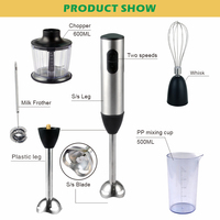 Mixeur plongeant électrique de qualité alimentaire, 2 vitesses, 800 W, multifonctionnel, en acier inoxydable, bol de mélange, œufs, lait, cuisine