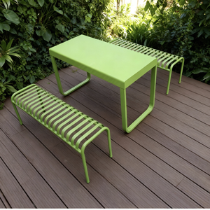 Set <span class=keywords><strong>da</strong></span> <span class=keywords><strong>Giardino</strong></span> Semplice con Tavolo e Sedie <span class=keywords><strong>da</strong></span> Esterno, Combinazione per Cortile e Balcone, in Ferro Battuto con Telaio in Acciaio al Carbonio, Mobile e Resistente - Product Image 2