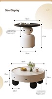 Grande table basse ronde en marbre pour salon, table centrale moderne minimaliste avec base en acier inoxydable doré