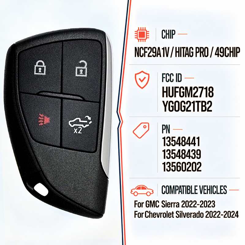 Car Remote Control Key Fob 4 Buttons 433MHz ID49 YG0G21TB2 NCF29A1V for ...
