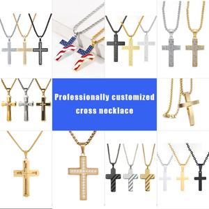 Joyería de Moda, Collares para Hombre y Mujer, Chapado en Oro PVD, Collar con Colgante de Cruz de Acero Inoxidable 316L Personalizado - Product Image 3