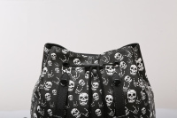 Sac à Dos Homme Classique à Double Poche, Style Mode, Marque Célèbre, en Cuir PU, Doublure Polyester, Imprimé Crânes Personnalisé, Idéal Hiver