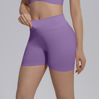 Shorts Deportivos Transpirables Sin Costuras Personalizados, Shorts de Gimnasio de Cintura Alta de Color Sólido, Shorts de Yoga de Secado Rápido y Ajuste Ceñido
