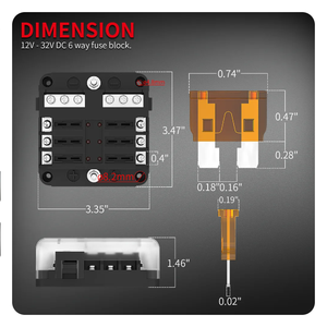 Portafusibles para barco y <span class=keywords><strong>coche</strong></span>, portafusibles de hoja de 6 vías de 12 vías e indicador de advertencia, placas de centralita de 12V-24V - Product Image 4