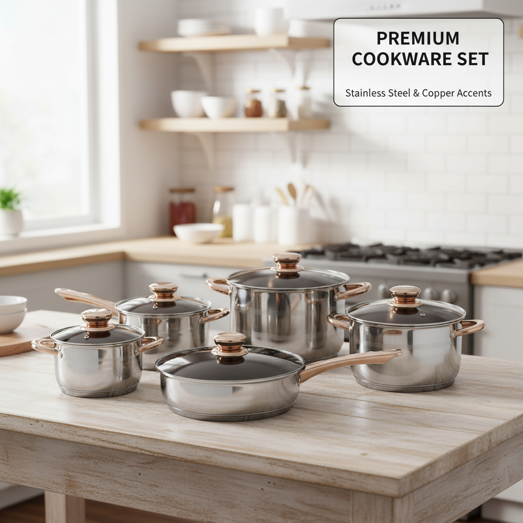 12pcs Modern Eco-Friendly Stainless Steel Cookware Set Cooking Pots and Pans Frying Pan Stock Pot Sauce Pan · image 6