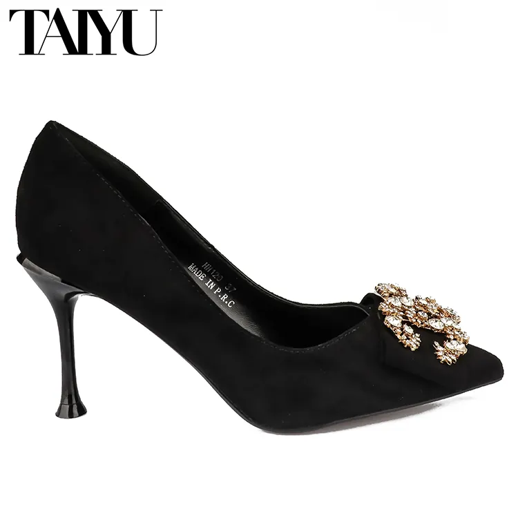 TAIYU Wholesale Retro Cheap Pointed Toe Comfortable Luxurious Buckle Women Casual Flat Pumps Shoes