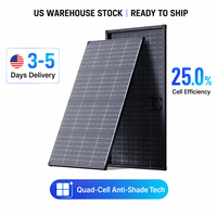 Panneau solaire en verre PERC de type N 215W, hors taxes, stock entrepôt local Guangdong, module PV monocristallin bifacial 16BB pour bateau et camping-car