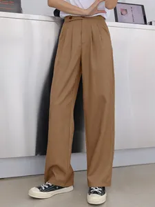 <span class=keywords><strong>Pantalon</strong></span> droit gris taille haute neutre pour femmes <span class=keywords><strong>Pantalon</strong></span> plissé décontracté à poches noires pour femmes - Product Image 5