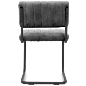 <span class=keywords><strong>Chaise</strong></span> de salle à manger en porte-à-faux en tissu de <span class=keywords><strong>velours</strong></span> gris foncé de luxe sans bras - Product Image 4