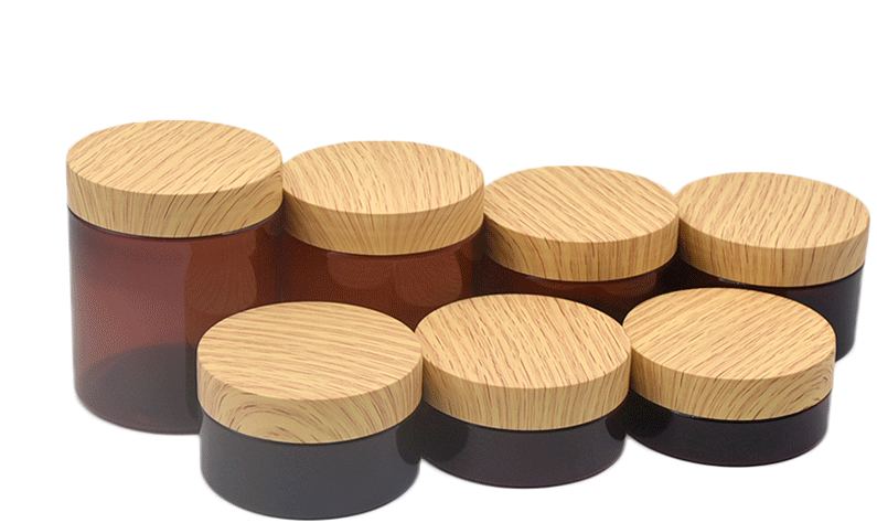 Amber jar with wood lid