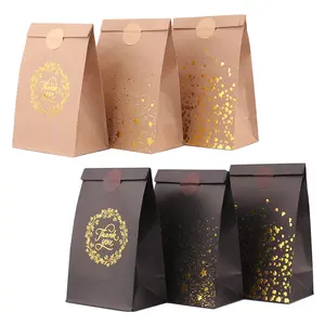 New Design Printed Gold Foil Kraft Candy Bags Eco-friendly White And Black Paper Party Gift Bags Wedding Favors