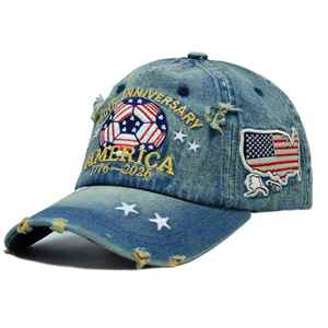 Casquette de baseball 250e anniversaire du football en PVC, 6 panneaux, réglable, pour hommes et femmes, avec logo personnalisé, États-Unis, Canada, Mexique - Product Image 4