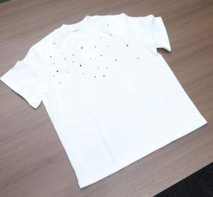 T-shirts pour hommes personnalisés en coton 100% 280g, tricotés, imprimés avec des strass, style streetwear, motif lettres - Product Image 5