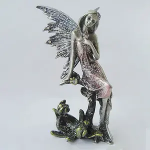 大型花园金属gardem童话雕像带翅膀的童话雕像