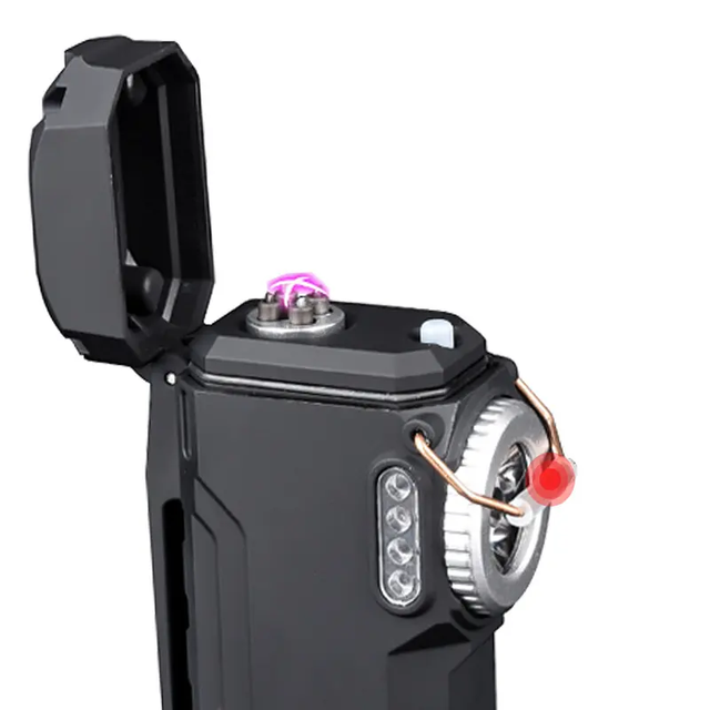 USB Rechargeable Cob LED Flashlight Keychain Multifunction Outdoor Arc Lighter for Presents