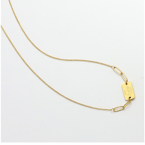 หัวใจหวานตาบอดสำหรับความรักสลักสลักสแตนเลสเสน่ห์จี้สร้อยคอ - Product Image 1