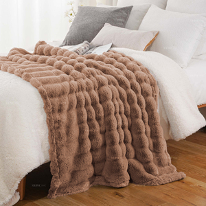 Hot Bán Sang Trọng Đàn Hồi Spandex Ruched Hazel Beige Tie Dye Chính Hãng Mink Sofa Couch Chăn Faux Fur Ném Chăn Cho Mùa Đông - Product Image 2