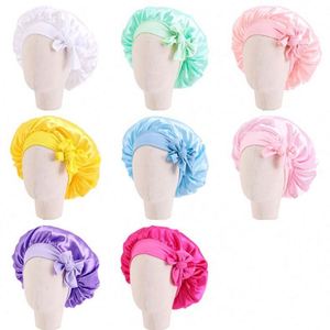 Lovely Plain Fashion Hot Sale Kids Hair Bonnet Satin Baby Bonnet Wholesale Kids Bonnet Satin Adjustable With <b>Tie</b> - Product Image 6