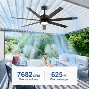 พัดลมเพดาน LED สำหรับภายนอกอาคาร แบบกันน้ำ IP65 พร้อมมอเตอร์ DC ควบคุมด้วย <span class=keywords><strong>Alexa</strong></span> ใบพัด 7 ใบ วัสดุ ABS เหมาะสำหรับใช้ในโรงแรมและบ้าน ขายดี - Product Image 2