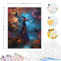 CHENISTORY Peinture par numéros DIY, motif Sorcier d'Halloween, pour adultes, cadeau DIY, tableau mural, décorations pour la maison