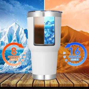 Taza de viaje de acero inoxidable de 30oz con tapa, paquete de 16 vasos a granel con aislamiento al vacío de doble pared, taza de café con recubrimiento en polvo adecuada - Product Image 2