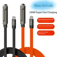 Nouveau câble de charge rapide Type-C 2-en-1 tendance de 1,5 m (240 W) avec support de téléphone 90° °   Coude 360 °   Rotation multi-angle pour iPhone