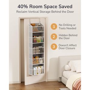 Over Door Organizer 15 Pockets 20-35L Capacity <b>Hook</b> Type Hanging Storage For Baby Products <b>Shoes</b> Closet Organizer - Product Image 6