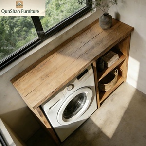 Mobiletto per Lavatrice in Legno Massello Stile Vintage Multifunzionale Integrato <span class=keywords><strong>con</strong></span> Spazio di Archiviazione per <span class=keywords><strong>Bagno</strong></span>, Imballaggio per Spedizione - Product Image 5